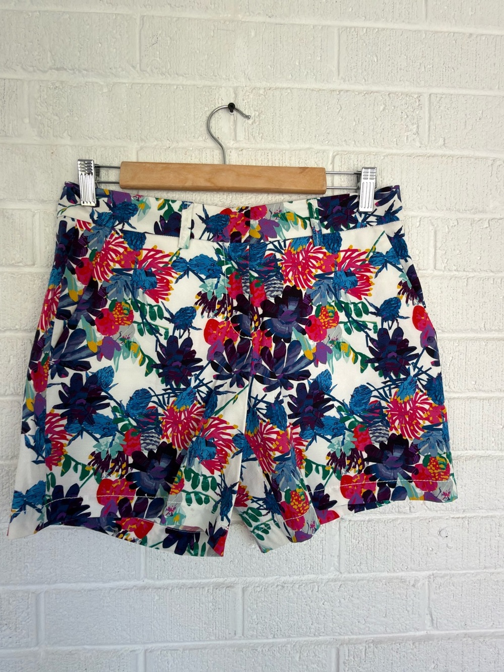 Paul & Shark Floral Bermuda Shorts in White with Pink, Blue & Green